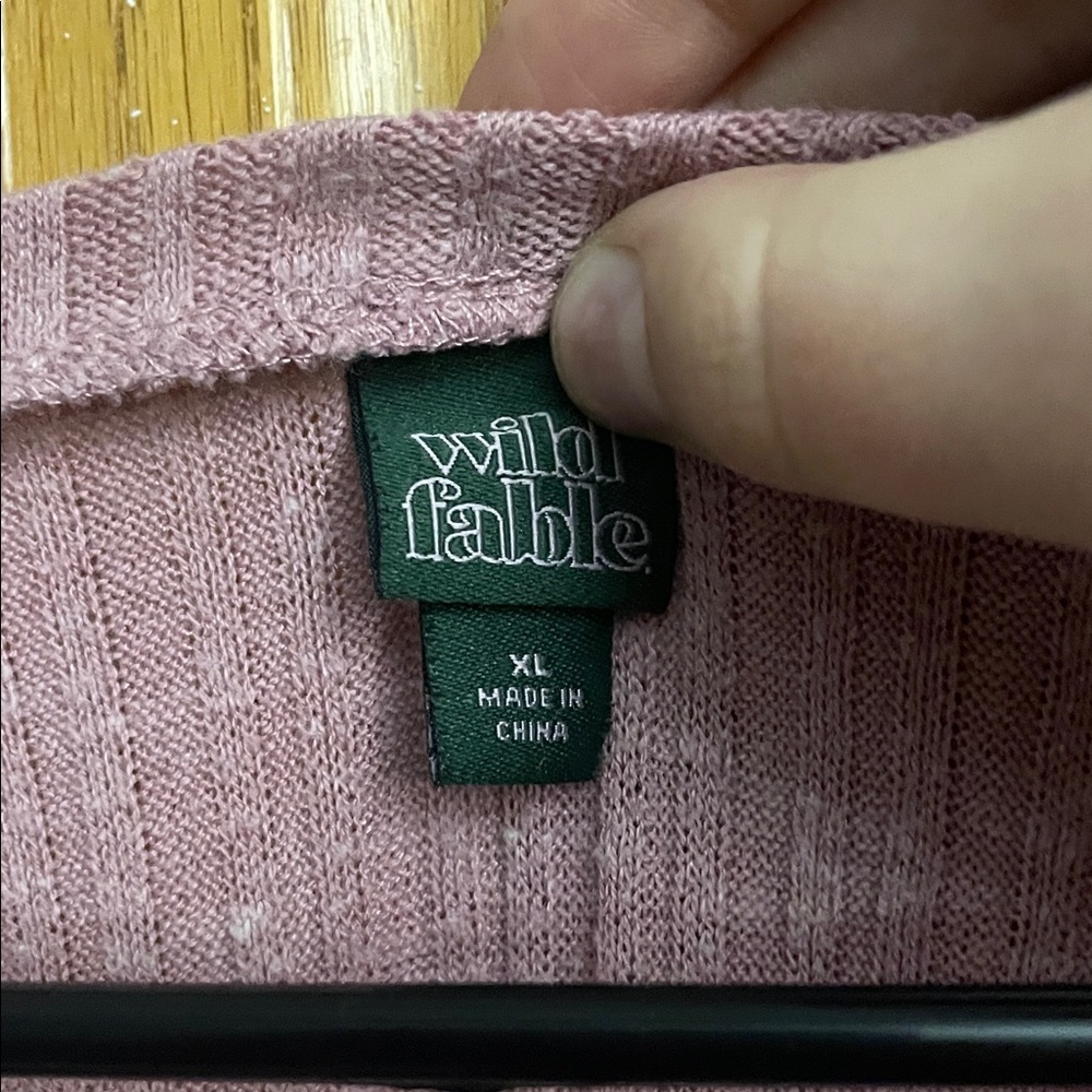 Wild Fable Mauve Ribbed Button-Down Top - Picture 2 of 3